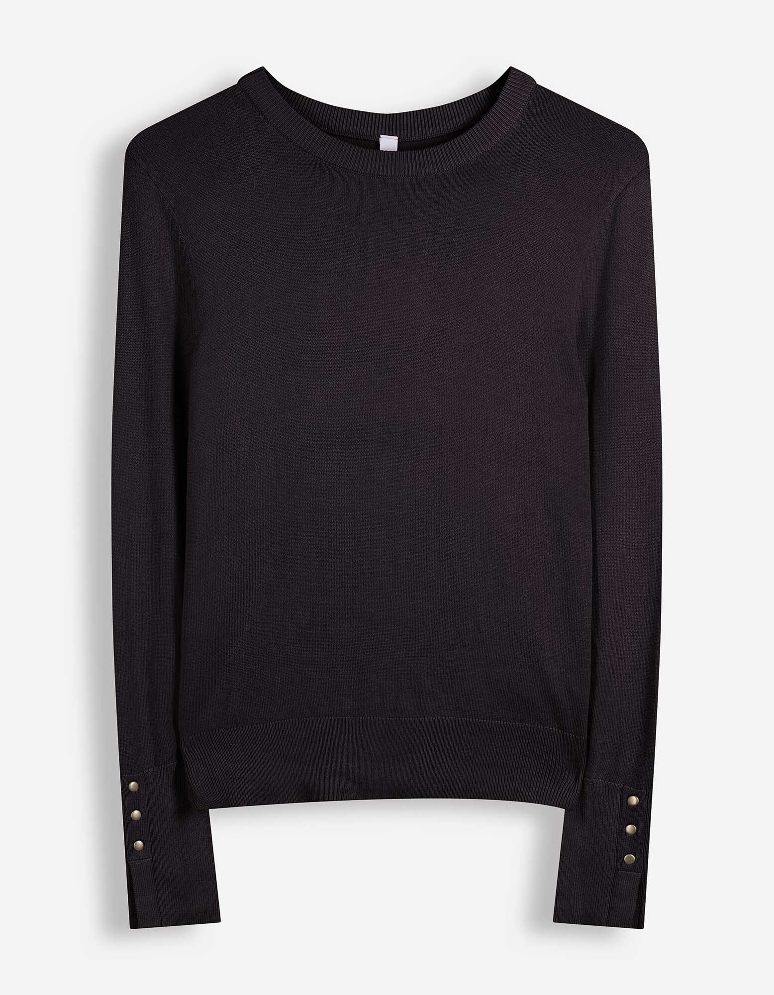 Strickpullover - Zierkn&ouml;pfe - Schwarz