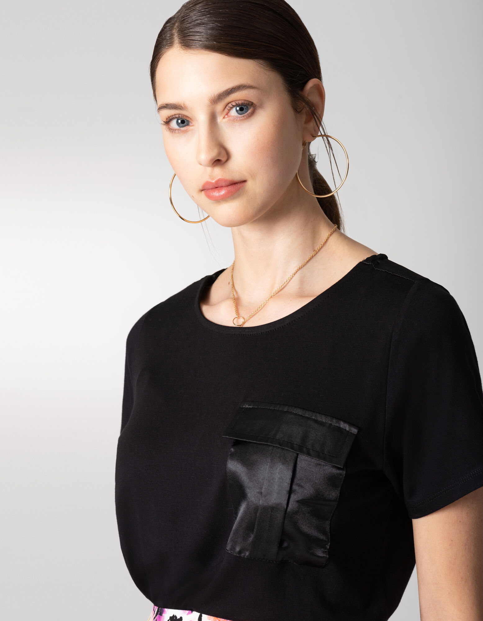 T-shirt - Viscose m&eacute;lang&eacute;e - Noir