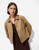 Jachetă-cămașă - Imitație de piele întoarsă - Maro deschis