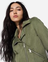 Bikerjacke - Wildlederimitat - dunkelgrün