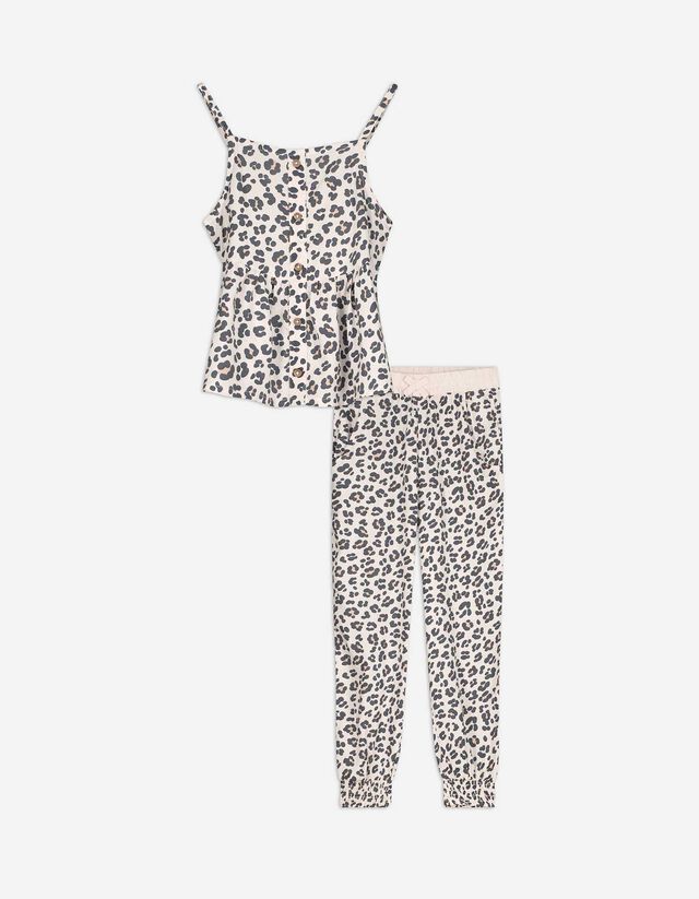 Set van top en broek - Dierenprint - beige