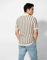 Poloshirt - Streifen - dunkelbraun