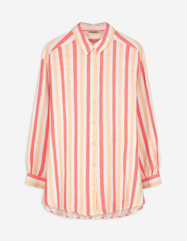 Lange blouse - Mousseline - lichtrood