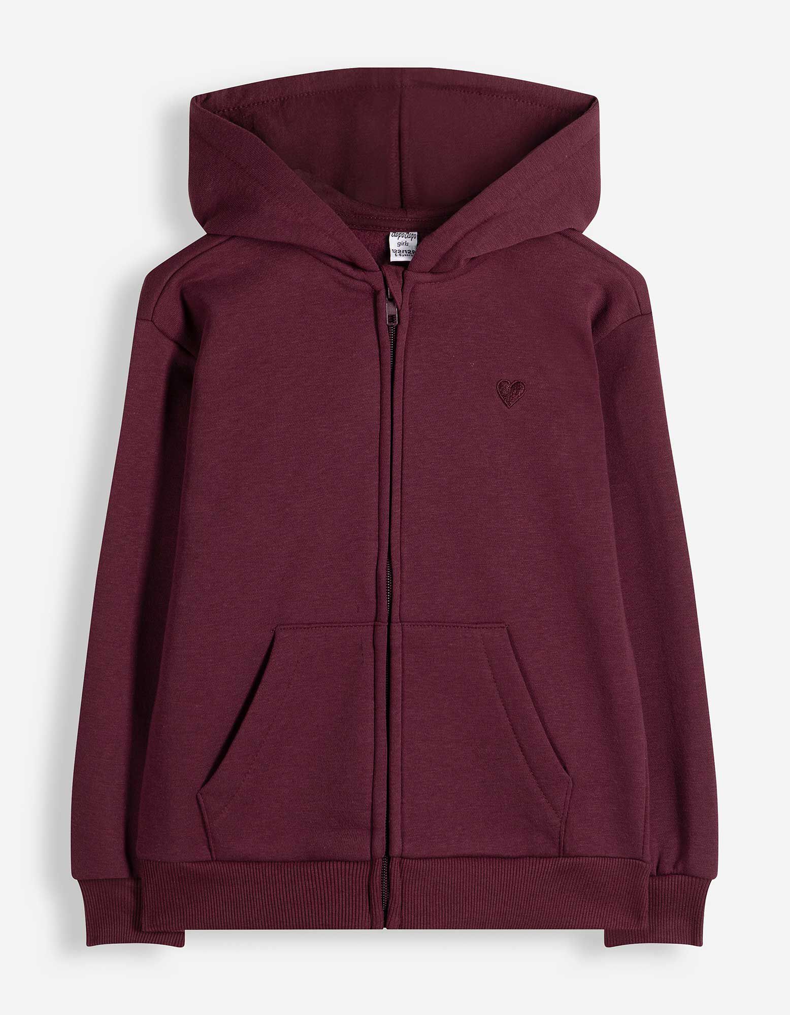 Sweatjacke - Stickerei - Dunkelrot