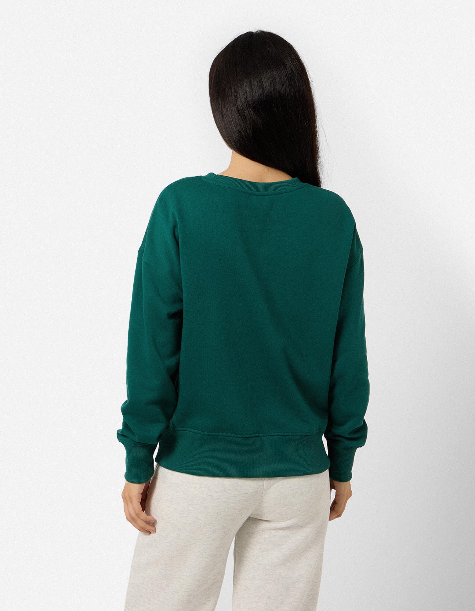 Sweatshirt - Oversized Fit - Dunkelgr&uuml;n
