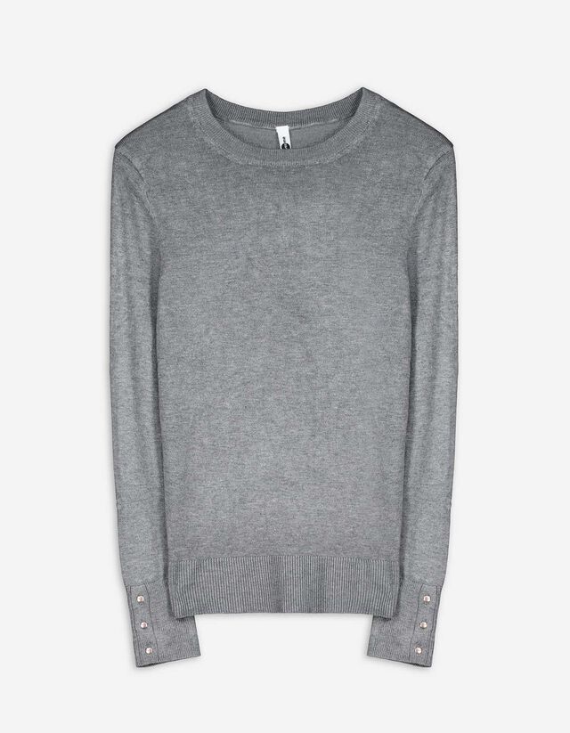 Pullover - Bottoni decorativi - grigio