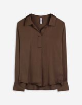 Blouse - Satijn - donkerbruin