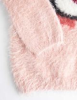 Sweter z dzianiny - z cekinami - rozowy