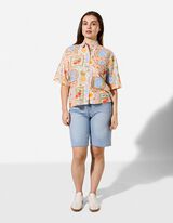 Bluse - Leinen-Mix - Wei&szlig;
