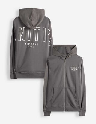 Sweatjacke - R&uuml;ckenprint - dunkelgrau