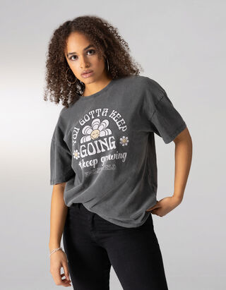 T-shirt - Message imprim&eacute; - Gris fonc&eacute;