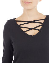 Damen Longsleeve mit Schn&uuml;rung