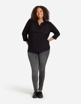 Hosszú ujjú felső - Henley kivágás - fekete