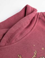 Kapucnis felső - Csillámos nyomott minta - mélyvörös