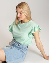 Mar&scaron;kinėliai - Rankovės su raukiniais - sviesiai zalias