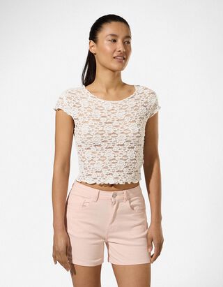 T-Shirt - Muschelsaum - Off-White
