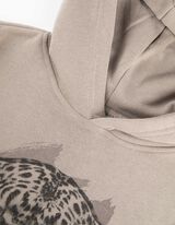 Felpa con cappuccio - Stampa frontale - beige