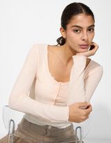 Langarmshirt - Double-Layer-Look - rosa