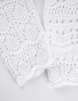 Pulover de tricot - Tricot perforat - Alb