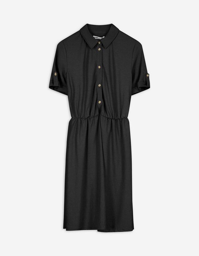 Blusenkleid - Hemdkragen - schwarz