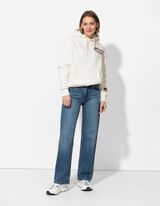 Pulover s kapuco - Tisk na hrbtu - belo