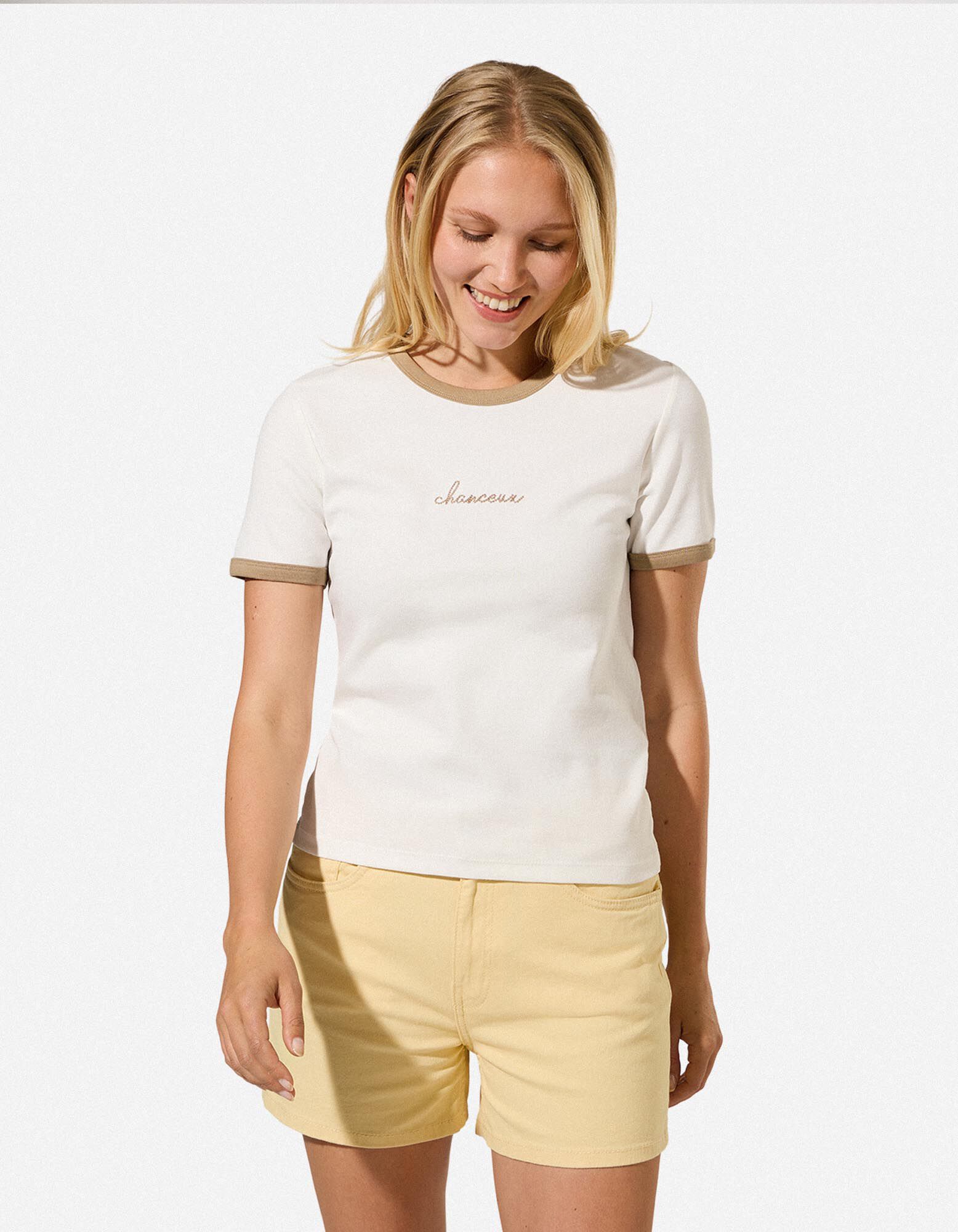 T-Shirt - Stickerei - Wei&szlig;
