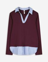 Blusenshirt - Baumwoll-Mix - dunkellila