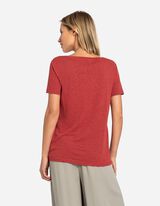 T-shirt - Misto lino - rosso scuro