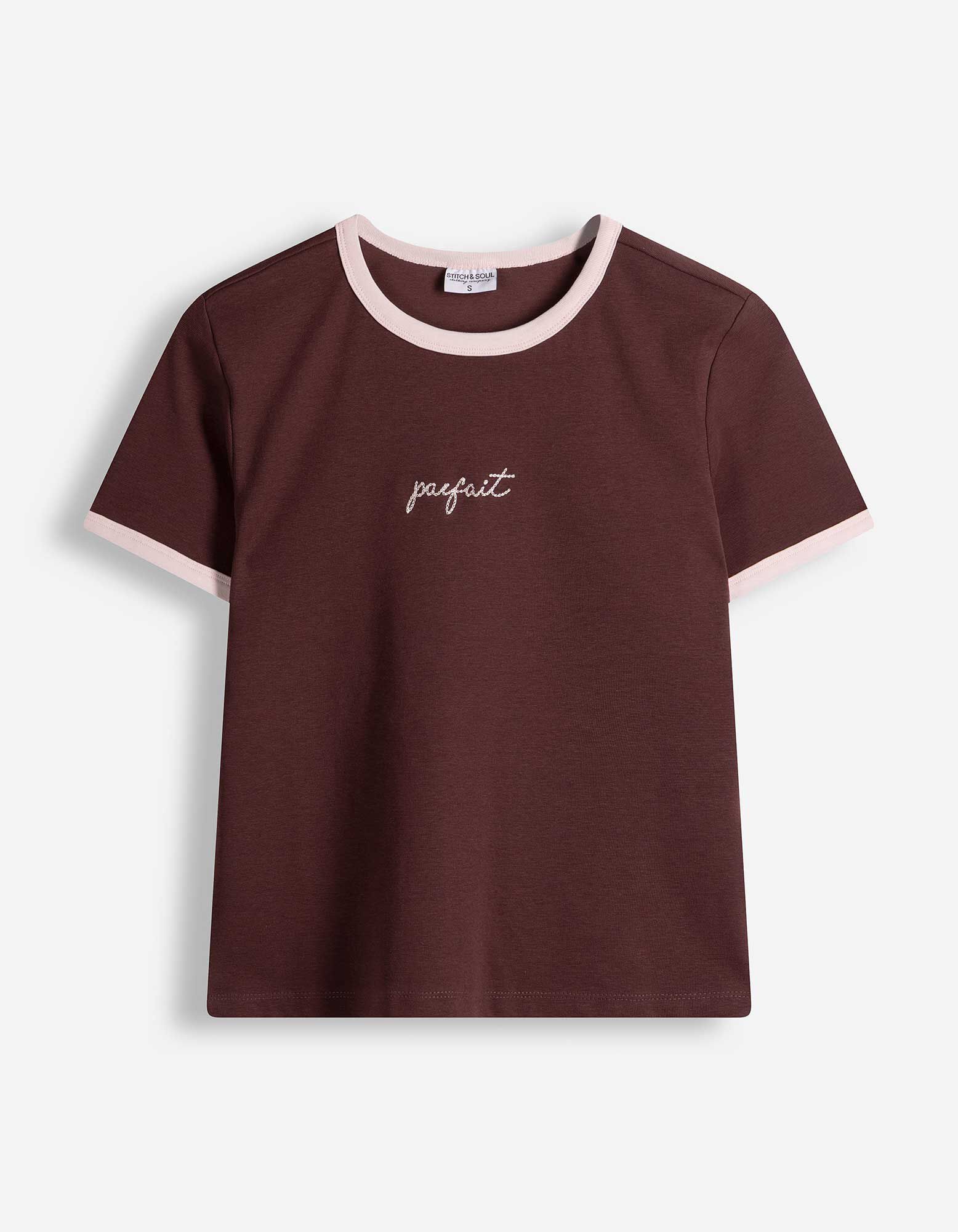 T-Shirt - Stickerei - Braun