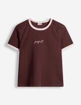 T-Shirt - Stickerei - Braun