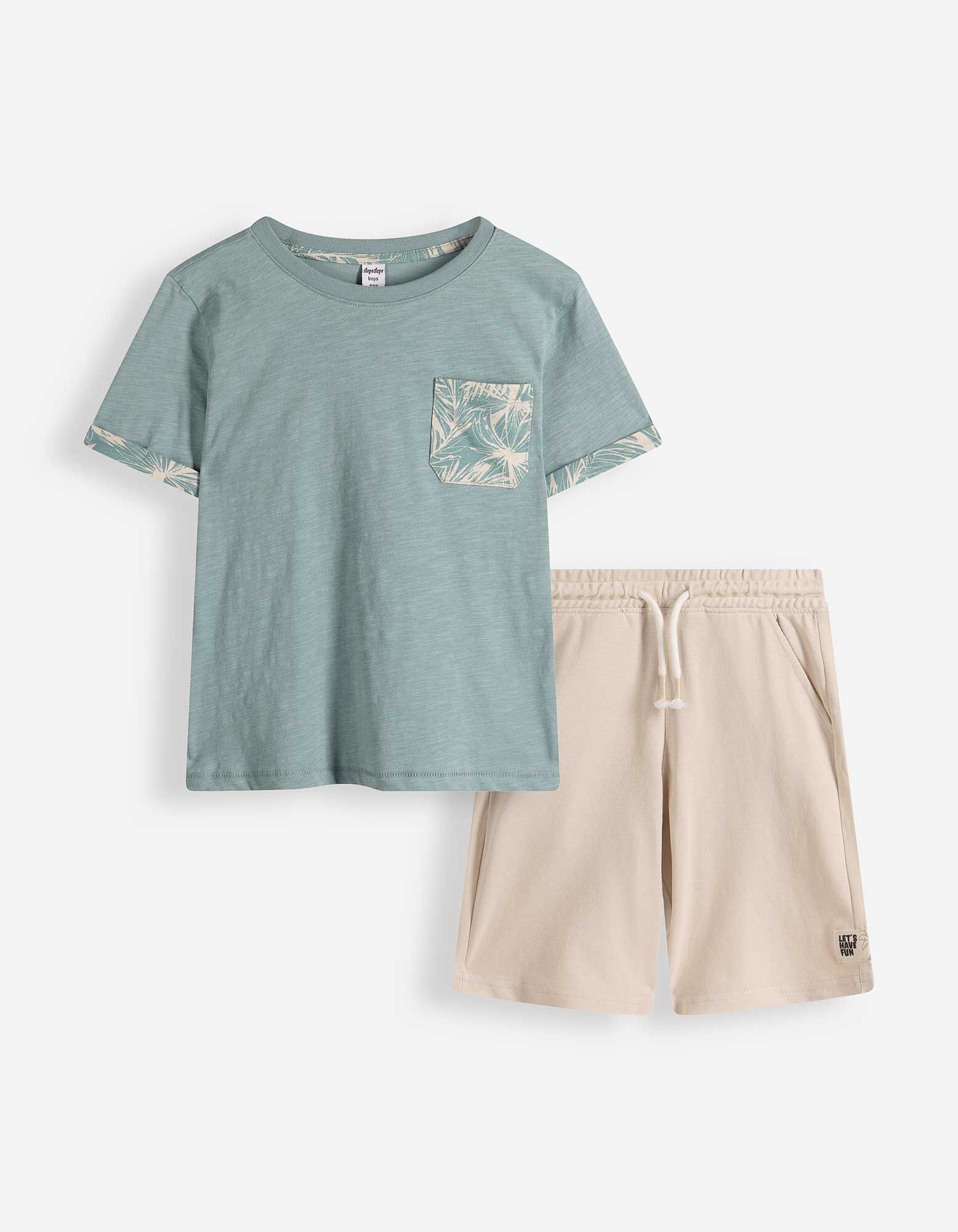 Souprava tričko a &scaron;ortky - Kr&aacute;tk&eacute; ruk&aacute;vy - Světle modr&aacute;