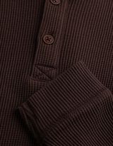 Langarmshirt - Waffelstruktur - Dunkelbraun