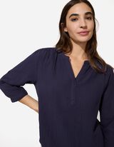 Bluse - einfarbig - dunkelblau