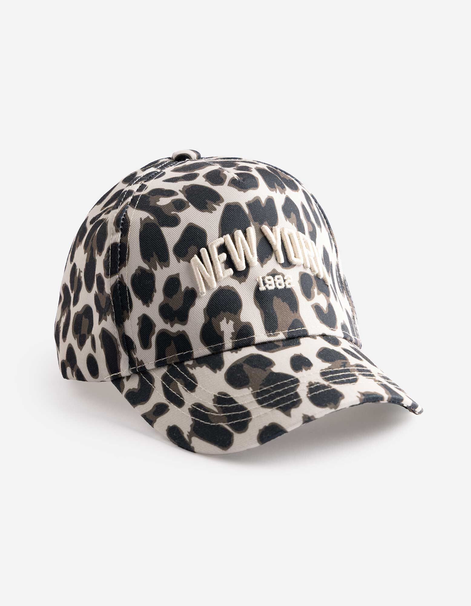 Casquette - Motif l&eacute;opard - beige