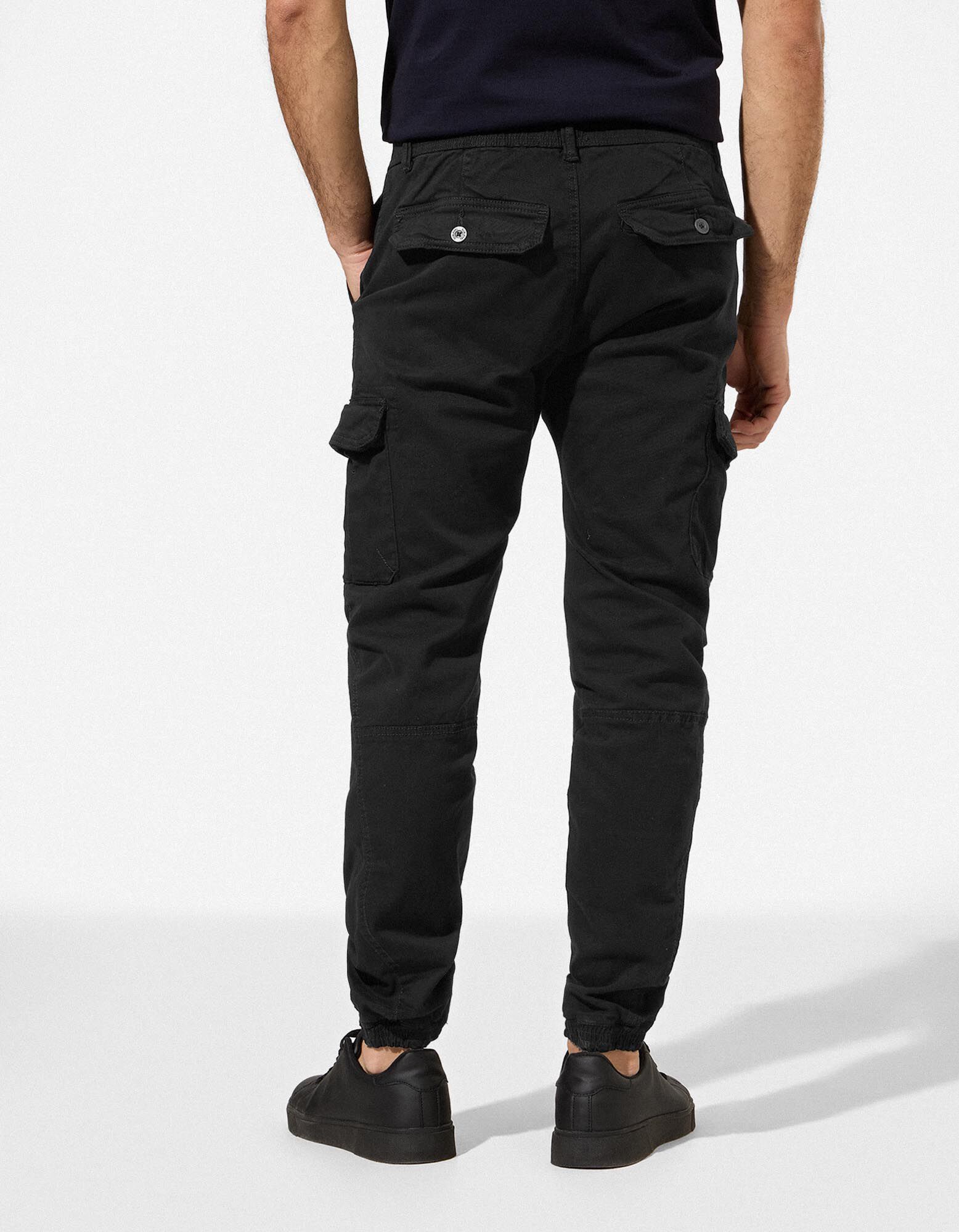 Cargohose - Knopf- und Rei&szlig;verschluss - schwarz