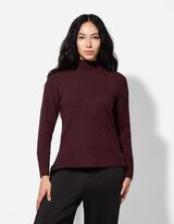 Sweter z dzianiny - Mockneck - ciemny lila