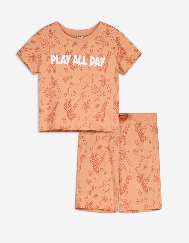 Set t-shirt & pantalonicini - Stampa allover - rosso chiaro