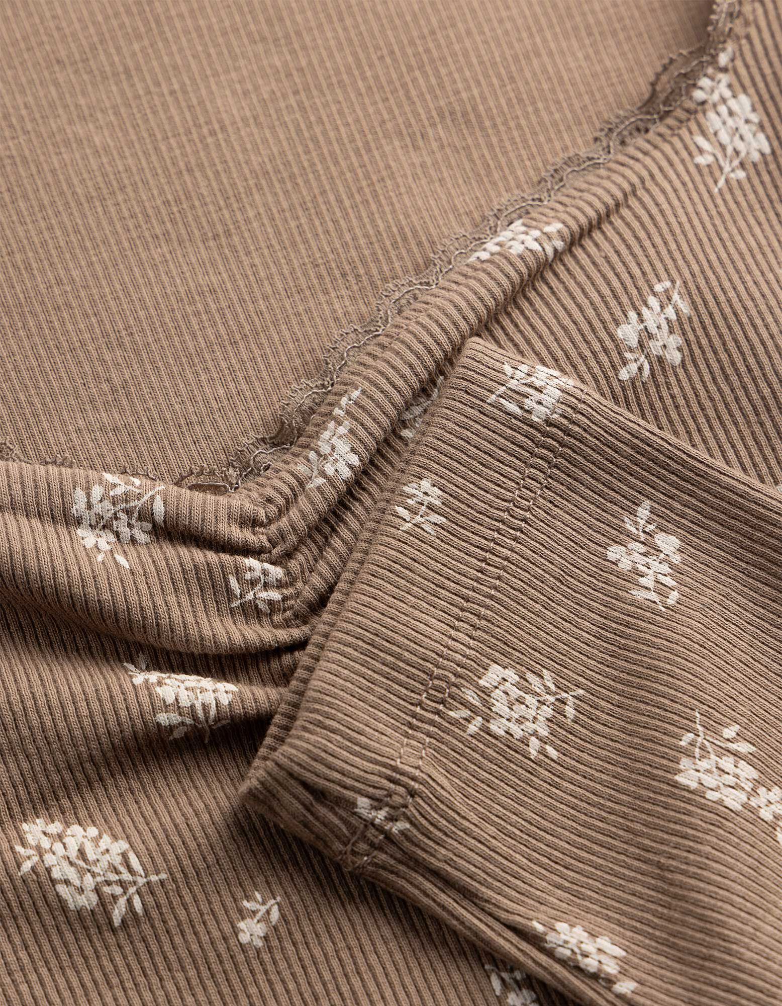 Langarmshirt - Spitzenbesatz - Beige