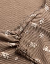 Langarmshirt - Spitzenbesatz - Beige