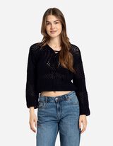 Kampsun - l&uuml;hendatud - must