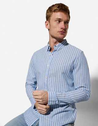 Overhemd - Linnenmix - blauw