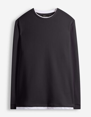 Langarmshirt - Double-Layer-Look - Dunkelgrau