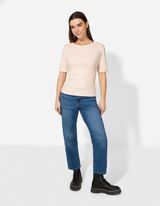 T-Shirt - Rippenstruktur - rosa