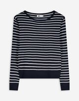 Strickpullover - Rundhals-Ausschnitt - dunkelblau
