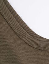 Crop modrček - Fina rebrasta tkanina - temno zelena