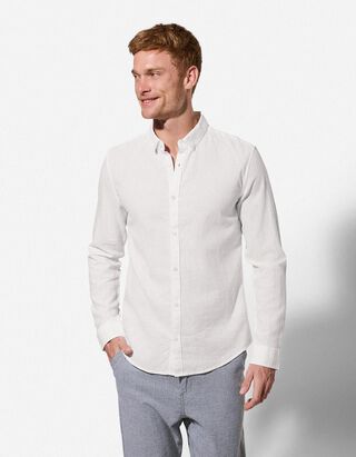 koszula - mieszanka lniana - bialy