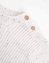 Sweter z dzianiny - naszywka - bialy