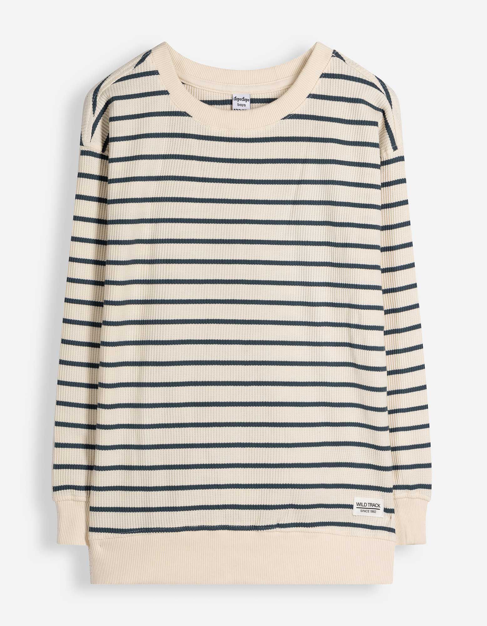 Sweat-shirt - Rayures - Blanc cass&eacute;