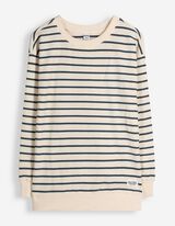 Sweat-shirt - Rayures - Blanc cass&eacute;