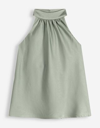 Bluse - Neckholder-Ausschnitt - t&uuml;rkis